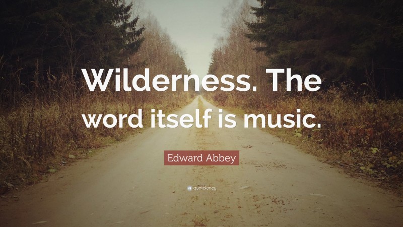 Edward Abbey Quote: “Wilderness. The word itself is music.”