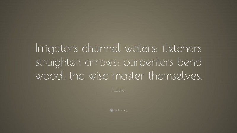 Buddha Quote: “Irrigators channel waters; fletchers straighten arrows; carpenters bend wood; the wise master themselves.”