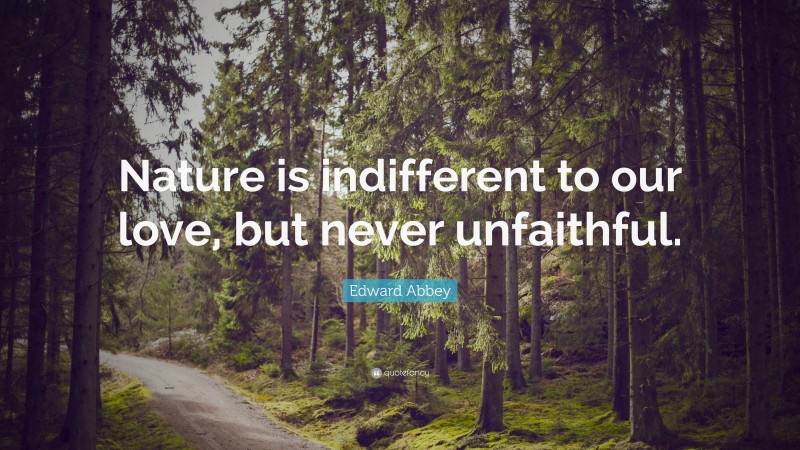 Edward Abbey Quote: “Nature is indifferent to our love, but never unfaithful.”