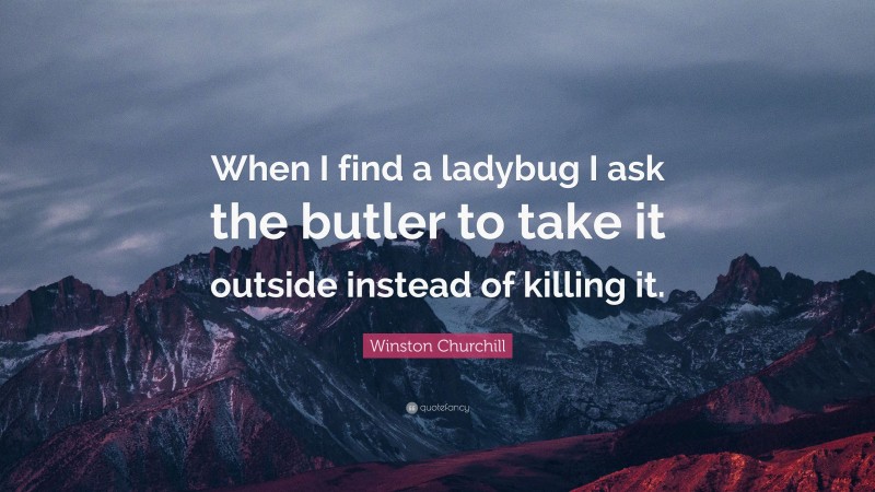 Winston Churchill Quote: “When I find a ladybug I ask the butler to take it outside instead of killing it.”