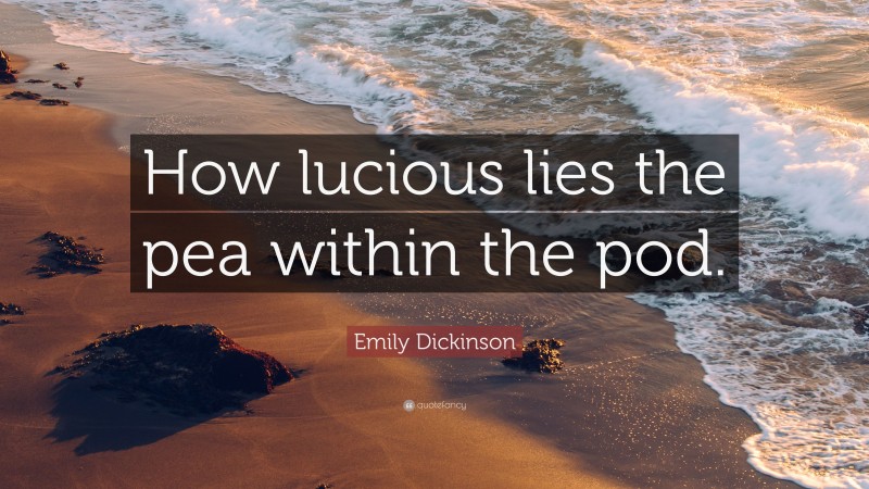 Emily Dickinson Quote: “How lucious lies the pea within the pod.”