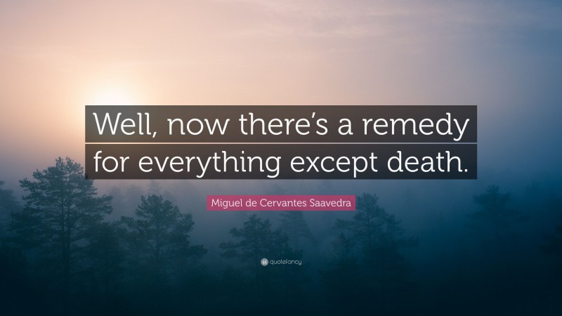 Miguel de Cervantes Saavedra Quote: “Well, now there’s a remedy for everything except death.”
