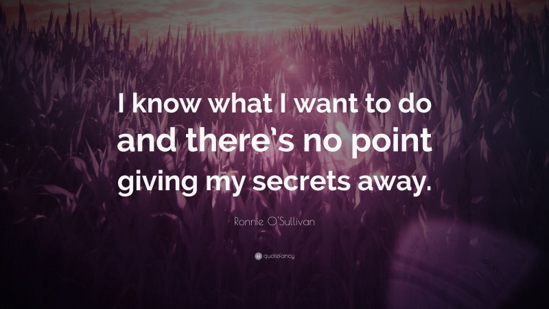 Ronnie O'Sullivan Quote: “I know what I want to do and there’s no point giving my secrets away.”