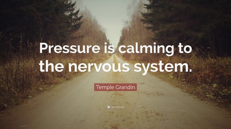 Temple Grandin Quote: “Pressure is calming to the nervous system.”