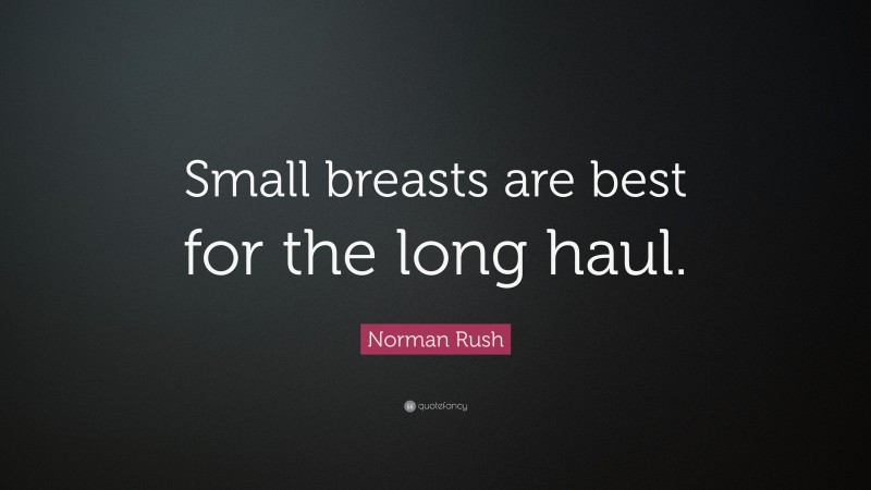 Norman Rush Quote: “Small breasts are best for the long haul.”