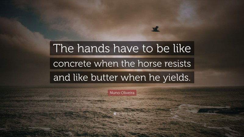 Nuno Oliveira Quote: “The hands have to be like concrete when the horse resists and like butter when he yields.”