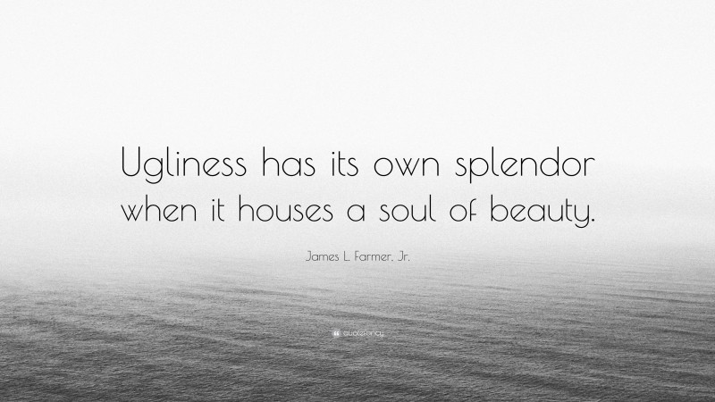 James L. Farmer, Jr. Quote: “Ugliness has its own splendor when it houses a soul of beauty.”