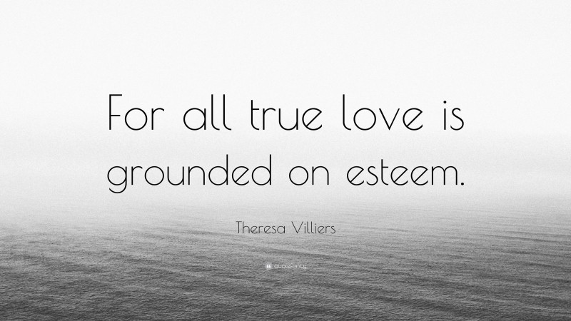 Theresa Villiers Quote: “For all true love is grounded on esteem.”