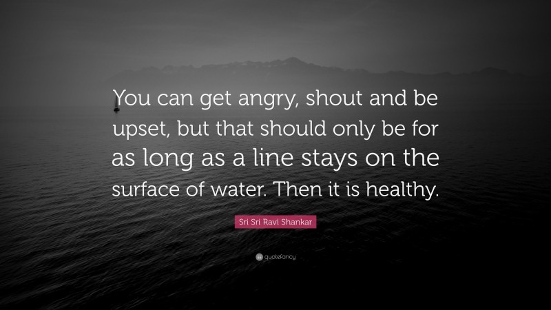 Sri Sri Ravi Shankar Quote: “You can get angry, shout and be upset, but that should only be for as long as a line stays on the surface of water. Then it is healthy.”