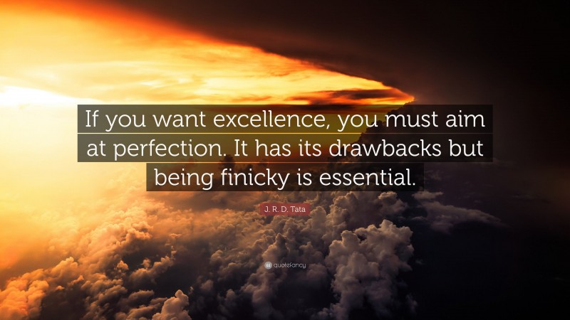 J. R. D. Tata Quote: “If you want excellence, you must aim at perfection. It has its drawbacks but being finicky is essential.”