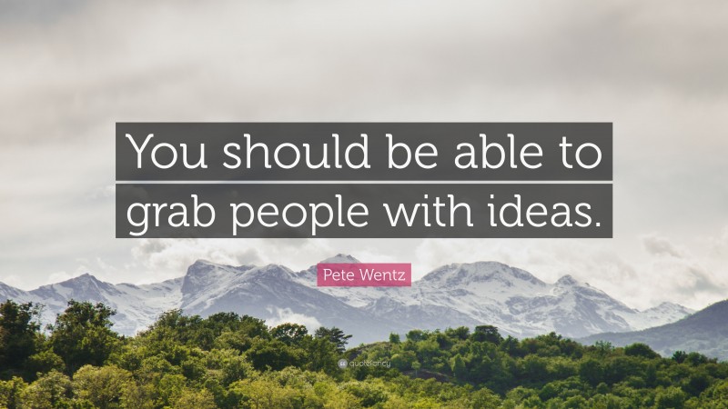 Pete Wentz Quote: “You should be able to grab people with ideas.”