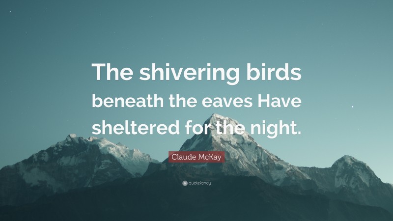 Claude McKay Quote: “The shivering birds beneath the eaves Have sheltered for the night.”