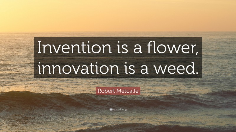 Robert Metcalfe Quote: “Invention is a flower, innovation is a weed.”