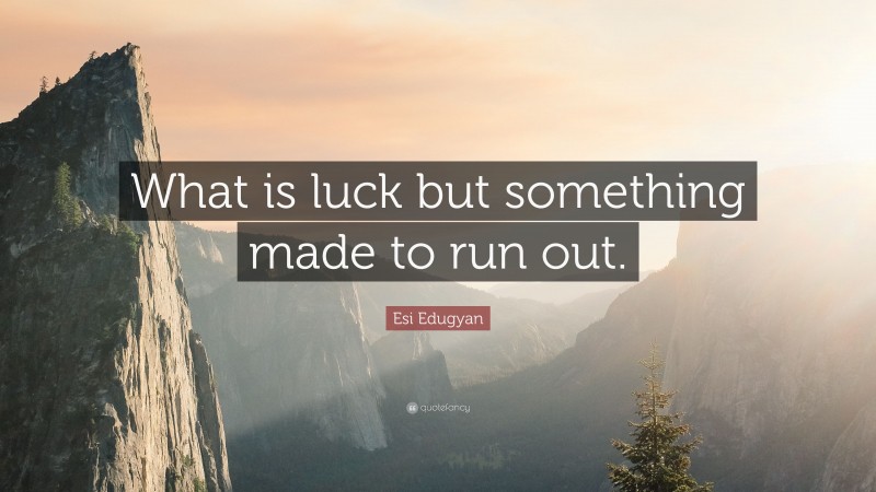 Esi Edugyan Quote: “What is luck but something made to run out.”