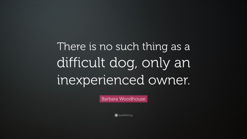 Barbara Woodhouse Quote: “There is no such thing as a difficult dog, only an inexperienced owner.”