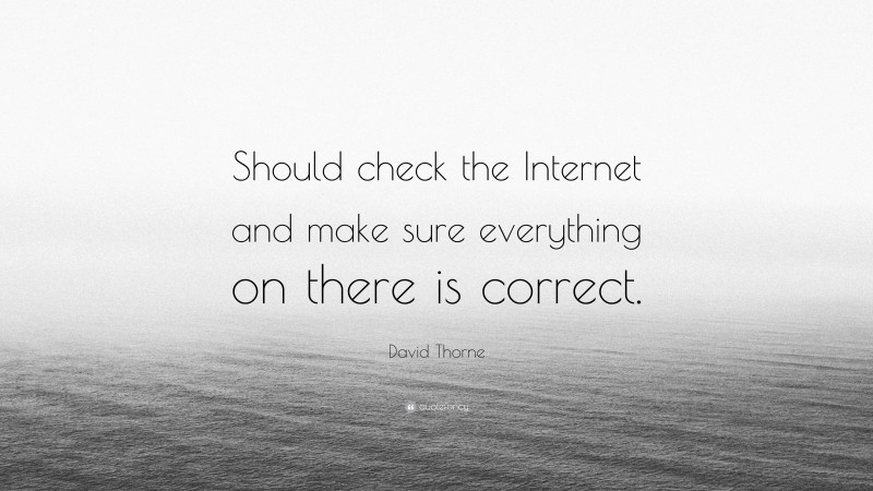 David Thorne Quote: “Should check the Internet and make sure everything on there is correct.”