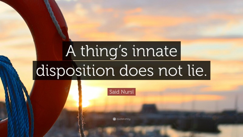 Said Nursî Quote: “A thing’s innate disposition does not lie.”