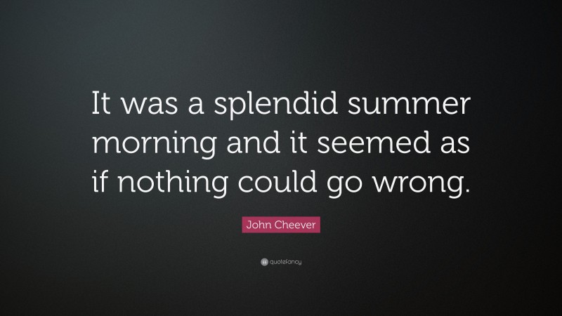 John Cheever Quote: “It was a splendid summer morning and it seemed as if nothing could go wrong.”