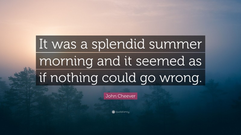 John Cheever Quote: “It was a splendid summer morning and it seemed as if nothing could go wrong.”