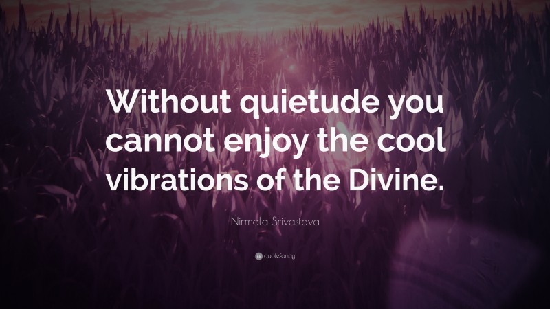 Nirmala Srivastava Quote: “Without quietude you cannot enjoy the cool vibrations of the Divine.”