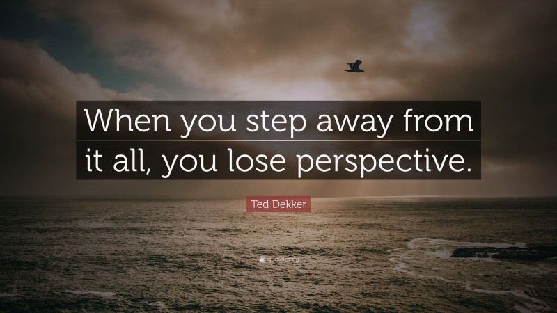 Ted Dekker Quote: “When you step away from it all, you lose perspective.”