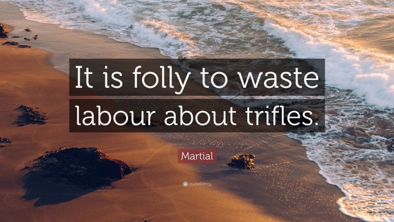 Martial Quote: “It is folly to waste labour about trifles.”