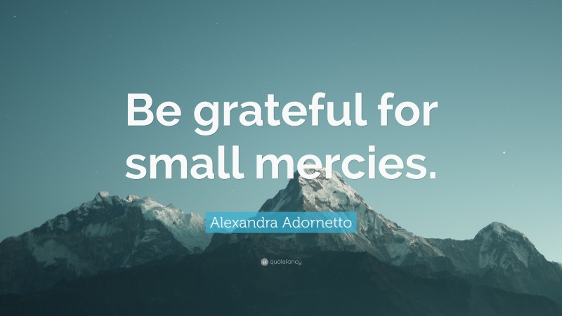 Alexandra Adornetto Quote: “Be grateful for small mercies.”