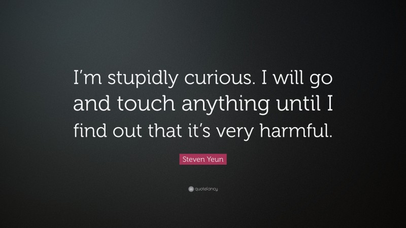 Steven Yeun Quote: “I’m stupidly curious. I will go and touch anything until I find out that it’s very harmful.”