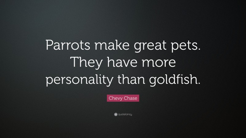 Chevy Chase Quote: “Parrots make great pets. They have more personality than goldfish.”