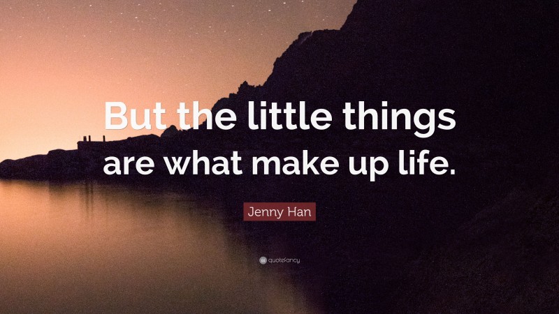 Jenny Han Quote: “But the little things are what make up life.”