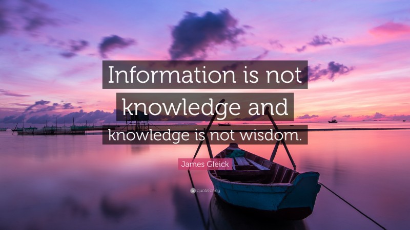 James Gleick Quote: “Information is not knowledge and knowledge is not wisdom.”