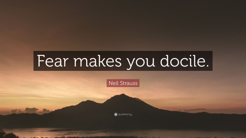 Neil Strauss Quote: “Fear makes you docile.”