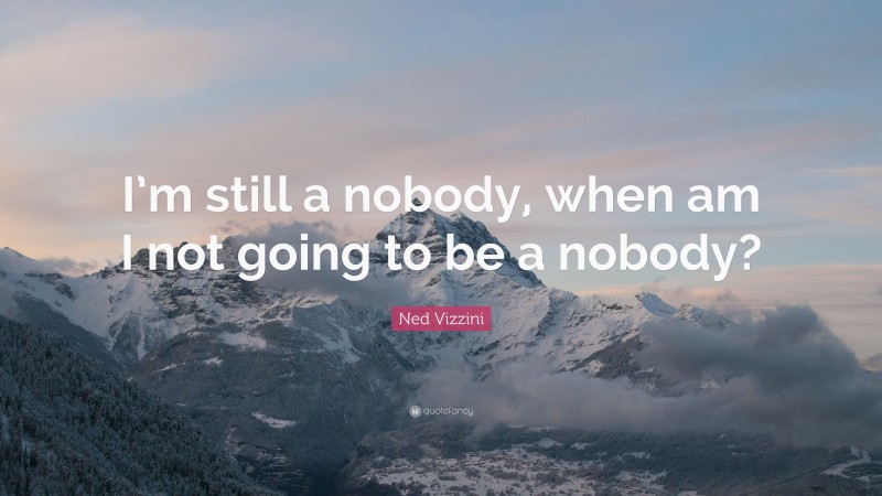 Ned Vizzini Quote: “I’m still a nobody, when am I not going to be a nobody?”