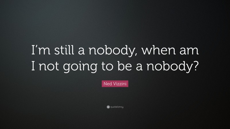 Ned Vizzini Quote: “I’m still a nobody, when am I not going to be a nobody?”