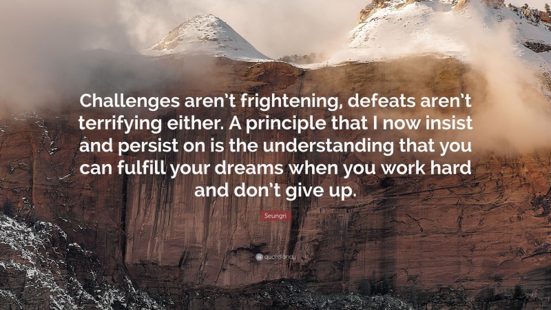 Seungri Quote: “Challenges aren’t frightening, defeats aren’t terrifying either. A principle that I now insist and persist on is the understanding that you can fulfill your dreams when you work hard and don’t give up.”