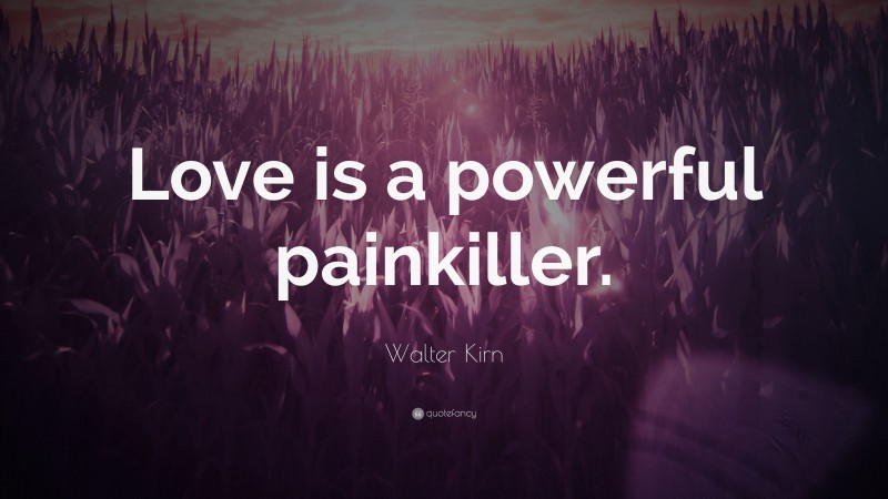 Walter Kirn Quote: “Love is a powerful painkiller.”