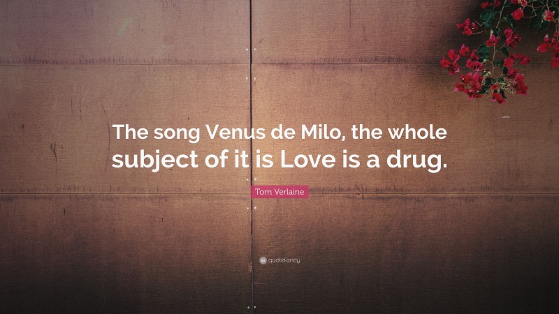 Tom Verlaine Quote: “The song Venus de Milo, the whole subject of it is Love is a drug.”