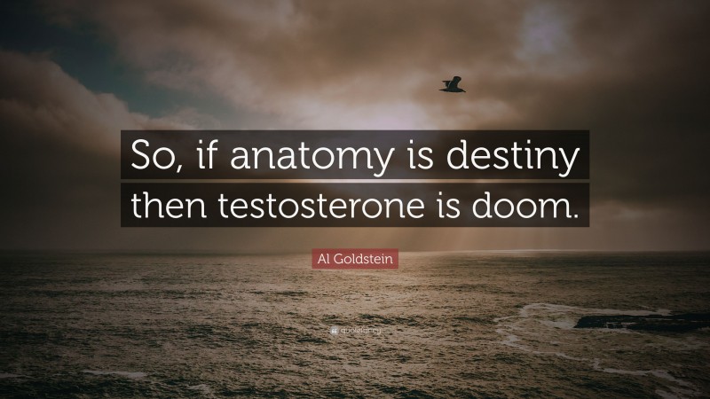 Al Goldstein Quote: “So, if anatomy is destiny then testosterone is doom.”
