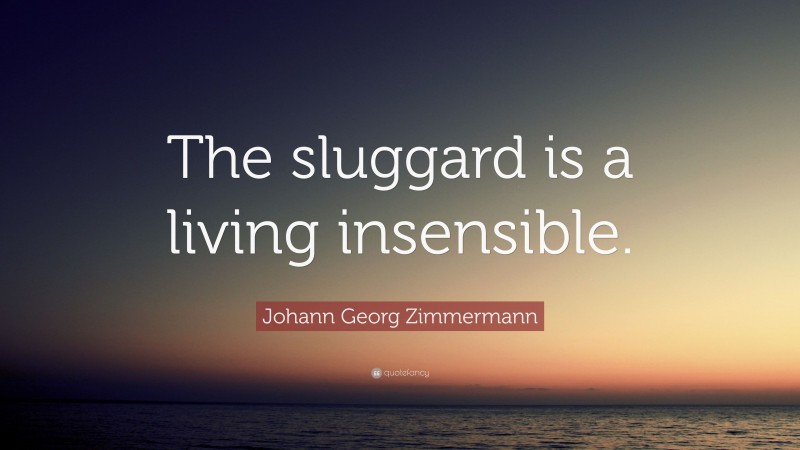 Johann Georg Zimmermann Quote: “The sluggard is a living insensible.”