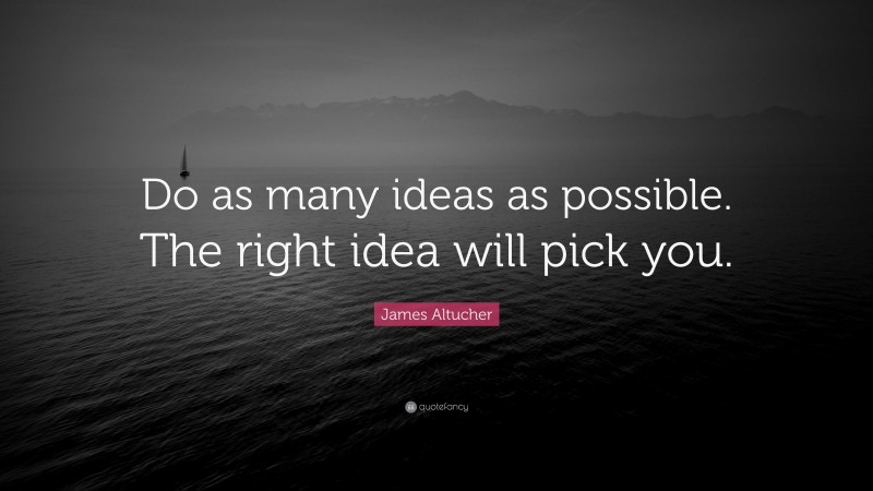 James Altucher Quote: “Do as many ideas as possible. The right idea will pick you.”