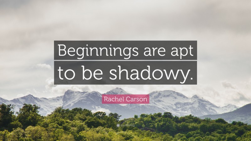 Rachel Carson Quote: “Beginnings are apt to be shadowy.”