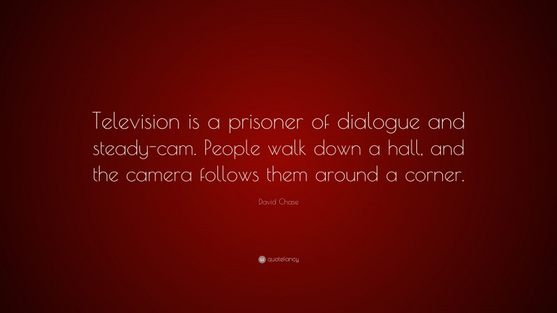 David Chase Quote: “Television is a prisoner of dialogue and steady-cam. People walk down a hall, and the camera follows them around a corner.”