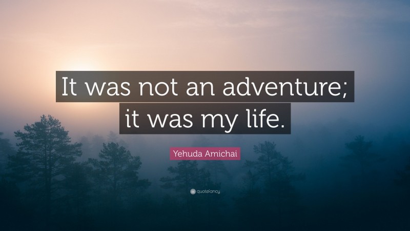 Yehuda Amichai Quote: “It was not an adventure; it was my life.”