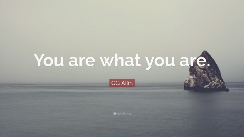 GG Allin Quote: “You are what you are.”