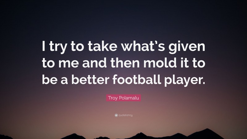 Troy Polamalu Quote: “I try to take what’s given to me and then mold it to be a better football player.”