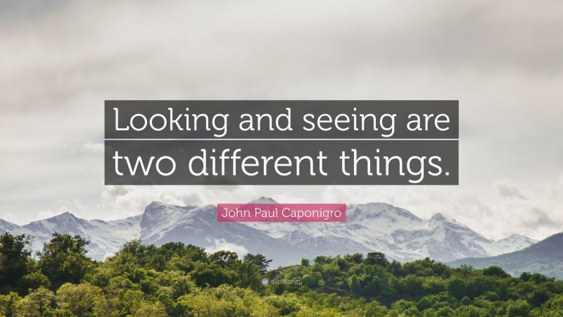 John Paul Caponigro Quote: “Looking and seeing are two different things.”