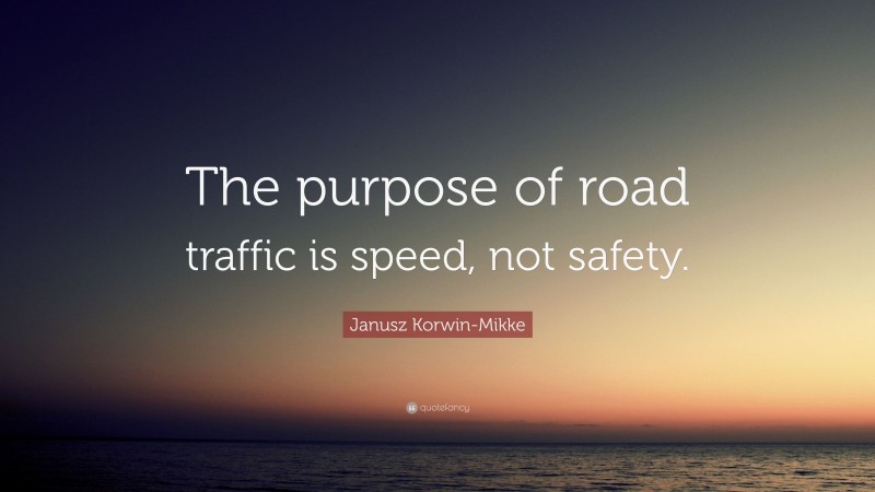 Janusz Korwin-Mikke Quote: “The purpose of road traffic is speed, not safety.”