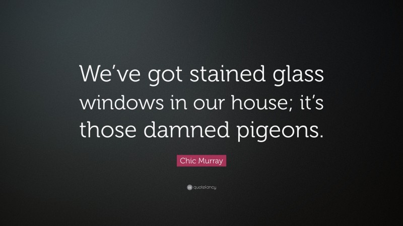 Chic Murray Quote: “We’ve got stained glass windows in our house; it’s those damned pigeons.”
