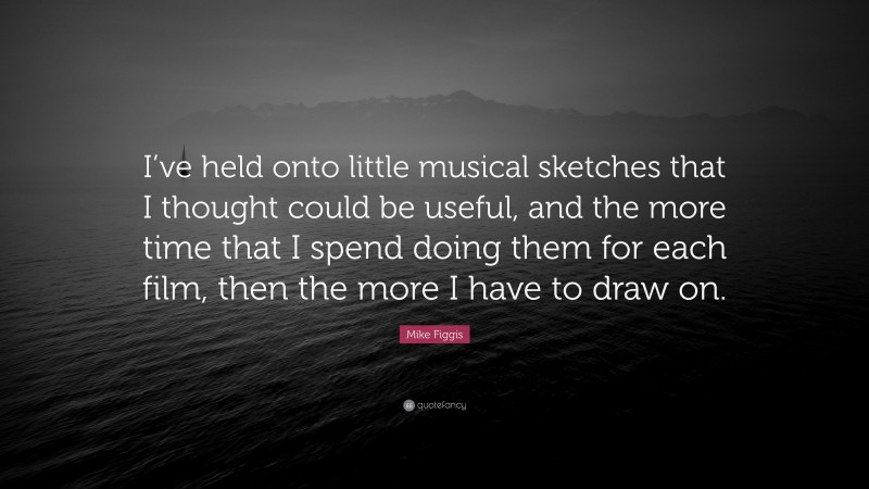 Mike Figgis Quote: “I’ve held onto little musical sketches that I thought could be useful, and the more time that I spend doing them for each film, then the more I have to draw on.”