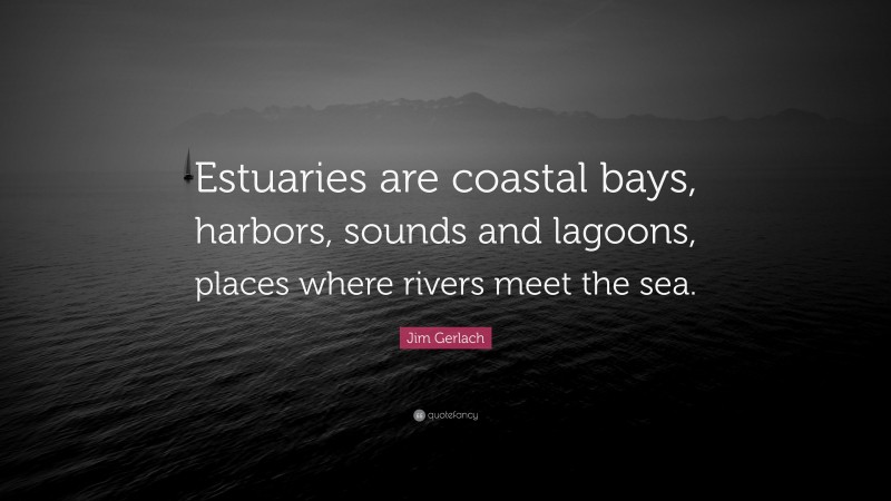 Jim Gerlach Quote: “Estuaries are coastal bays, harbors, sounds and lagoons, places where rivers meet the sea.”
